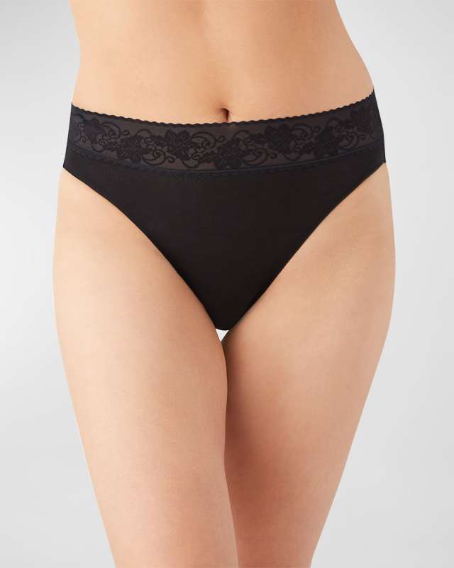 Comfort Touch High-Cut Lace-Trim Briefs